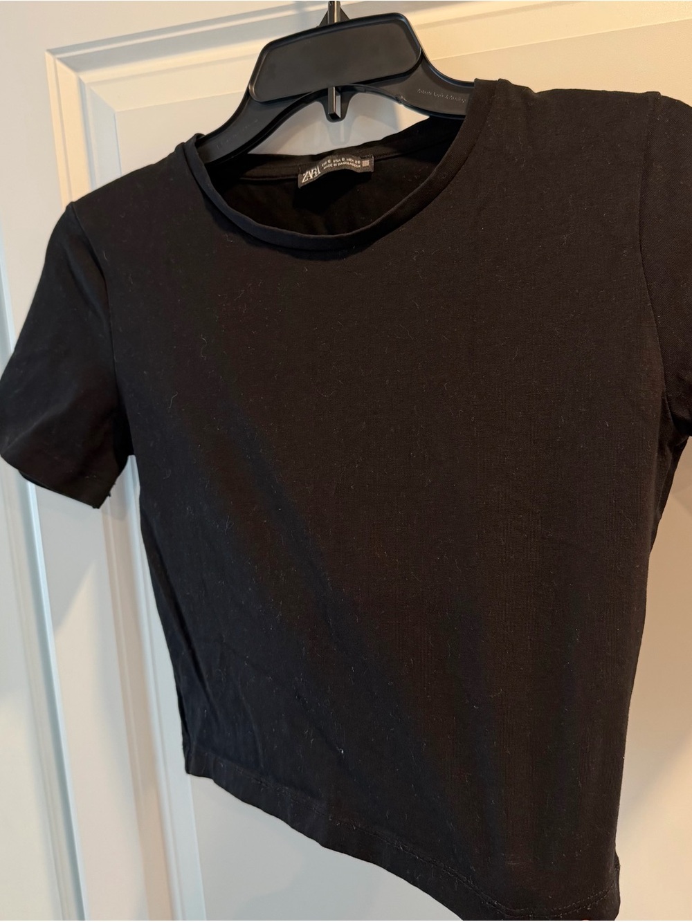 ZARA Woman Black Short Sleeve Crewneck Top S